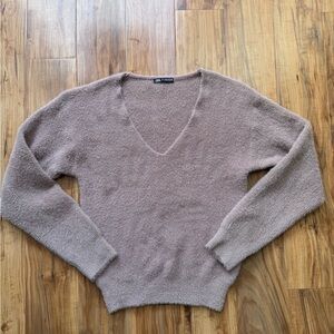 Zara • V-Neck Sweater in Soft Taupe